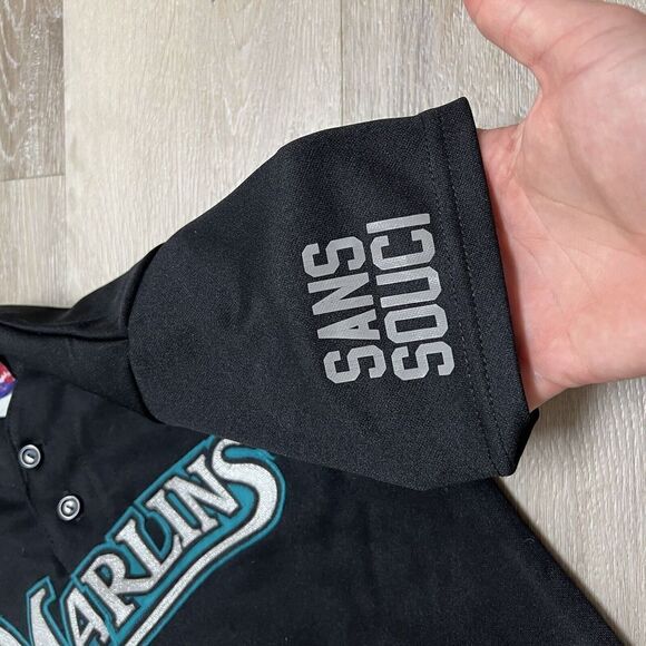 Vintage Majestic MLB Florida Marlins Button Front Jersey Youth Medium Black #22 - Picture 8 of 10